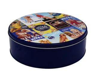 High Quality Customized Round Gift Food Can Chocolate Metal Packaging Box Biscuits Cookie Tin Box