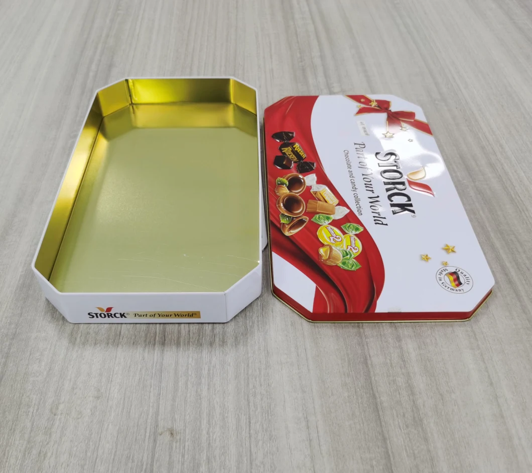 Custom Big Rectangular Polygonal Chocolate Cookie Candy Metal Tin Box