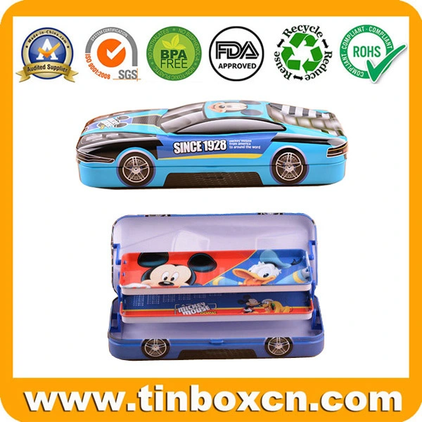 Car Shaped 3D Metal Tin Case Pencil Box for Kids