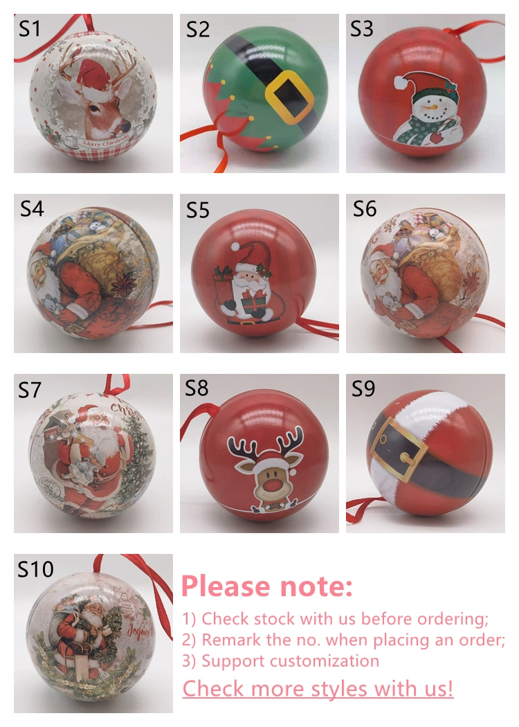 Home Christmas Decoration Gift Candy Sweet Packaging Ball Shape Metal Tin Box