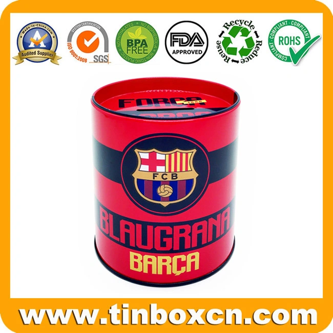 Round Saving Money Box Metal Tin Coin Bank for Gifts