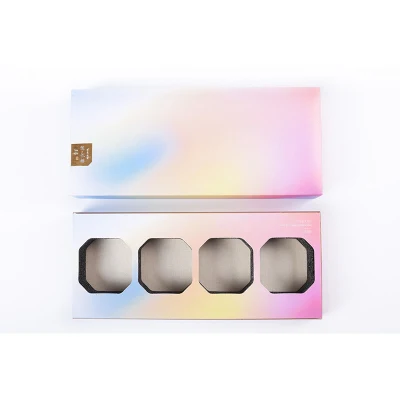 Design personnalisé coloré belle couleur arc-en-ciel boîte d'emballage cadeau boîte d'emballage alimentaire boîtes de thé boîte en carton produits de café de luxe boîte de papier