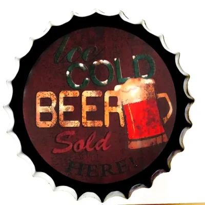 Hotsale Metal Art Tin Decoration Bar Signes de bouchon de bouteille de bière